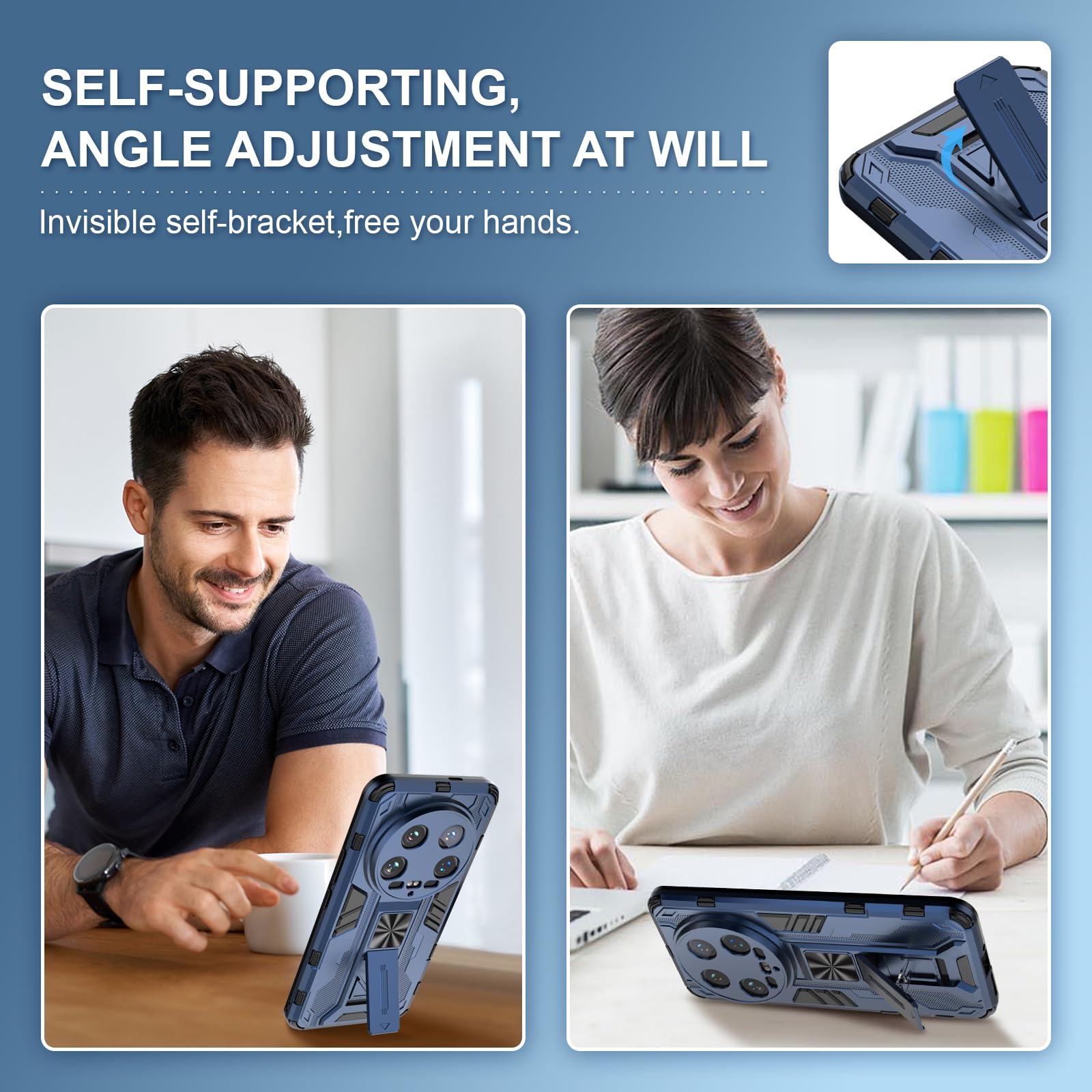 Funda para Xiaomi Redmi Note 15 Pro 5G, Carcasa Antigolpes con Soporte anular metálico, Case Protectora de Grado Militar, Azul — view 350