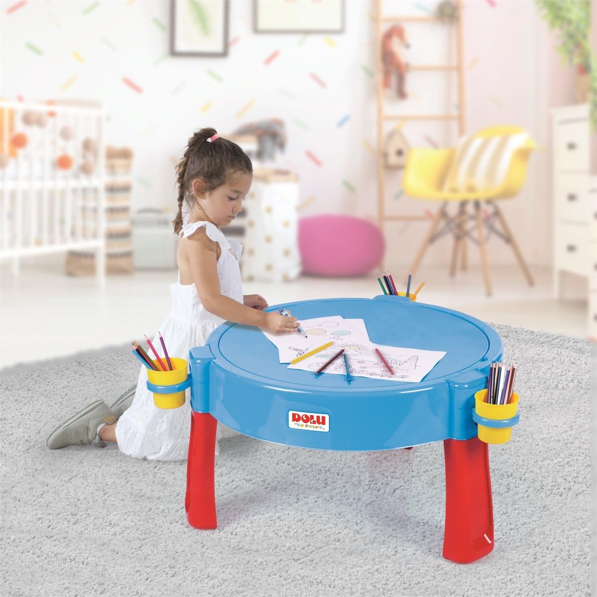 Dolu Wasser- & Sand-Aktivitätstisch – Sensorischer Spieltisch mit Wasserbahn, Sand- und Wasserbereichen, Zubehör inklusive, Für Innen- und Außenbereich, Ab 24 Monaten