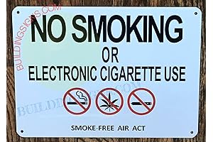 7x10 NYC NO SMOKING OR ELECTRONIC CIGARETTE USE SMOKE FREE AIR ACT...