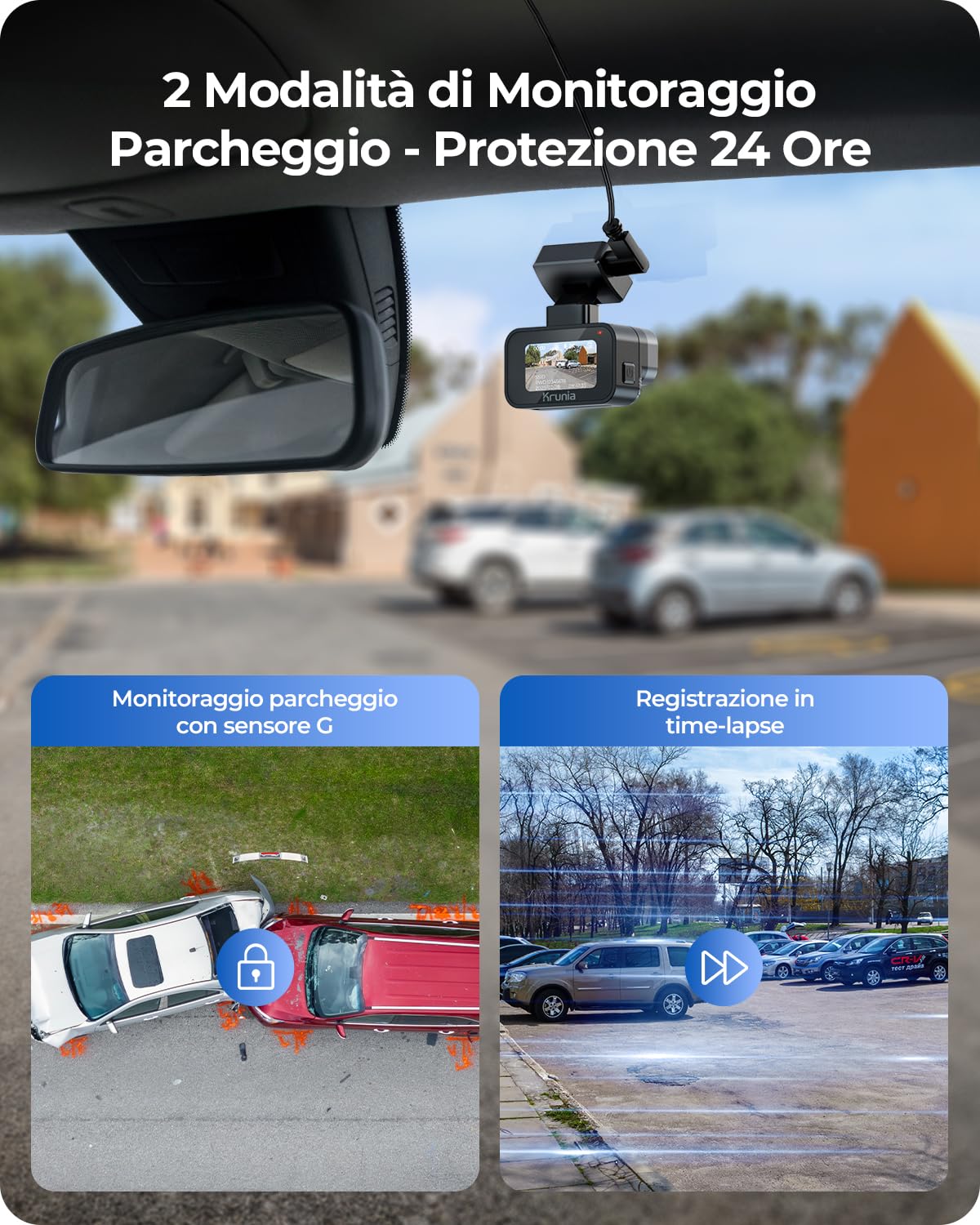2K Wi-Fi Mini Dash Cam Auto, Telecamera con App, Compatibile con CPL e GPS Esterni, Supporti Magnetici, Visione Notturna WDR, Sorveglianza Parcheggio 24h, Supercondensatore, Angolo 170°