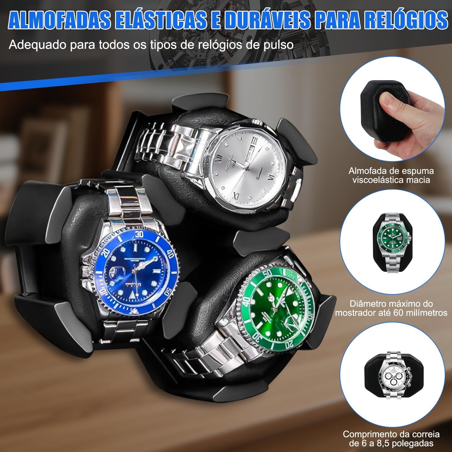 Enrolador de Relógio para 6 Relógios Automáticos, Caixa Automática de Relógios, Caixa Giratória de Relógio Automática com Luz LED, Caixa Giratória de Relógio Mecânico Enrolador de Relógio para 6 Relógios Automáticos, Caixa Automática de Relógios, Caixa Giratória de Relógio Automática com Luz LED, Caixa Giratória de Relógio Mecânico