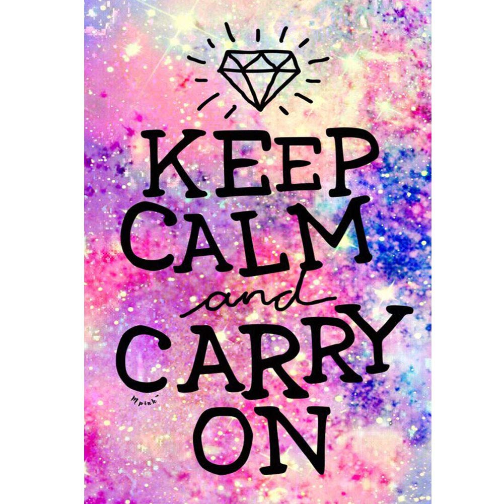 Own4b Keep Calm And Carry On Diy 5D Diamond Painting By Numbers Kits, Quotes Inspirational Word, Full Drill Rhinestones Paint With Diamonds Crystal Diamond Art (Keep Calm And Carry On)