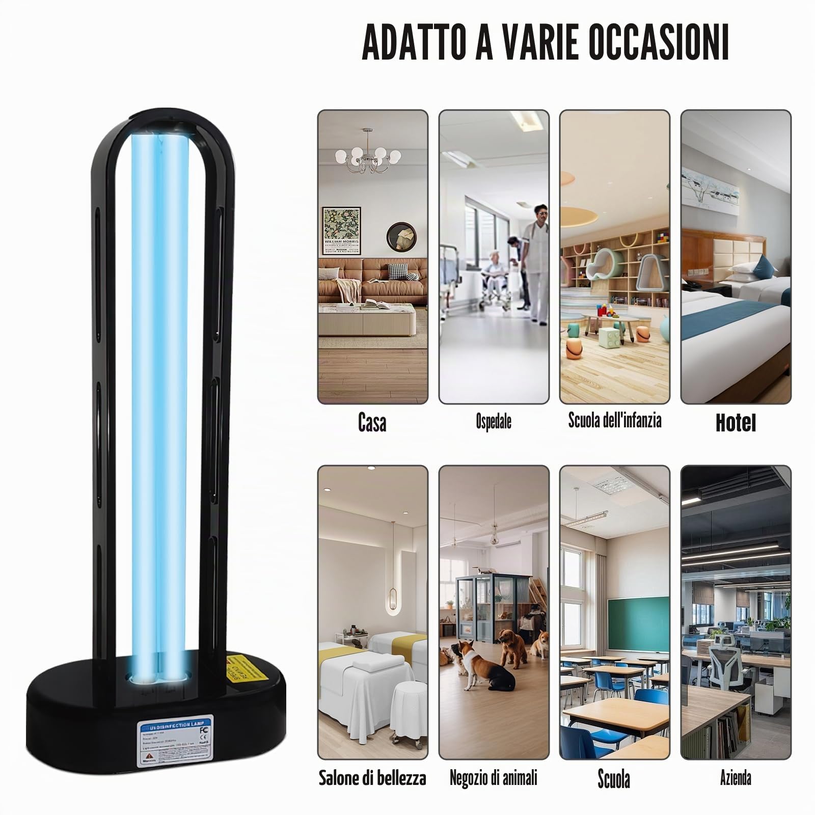 Lampada Germicida Uv Per La Casa, 38w Stelizer Uv, Lampada Germicida Uv a Ozono, Stelizer Uv Portatile Per ELIMINARE Muffe, Influenza, BacteRies, Polsere