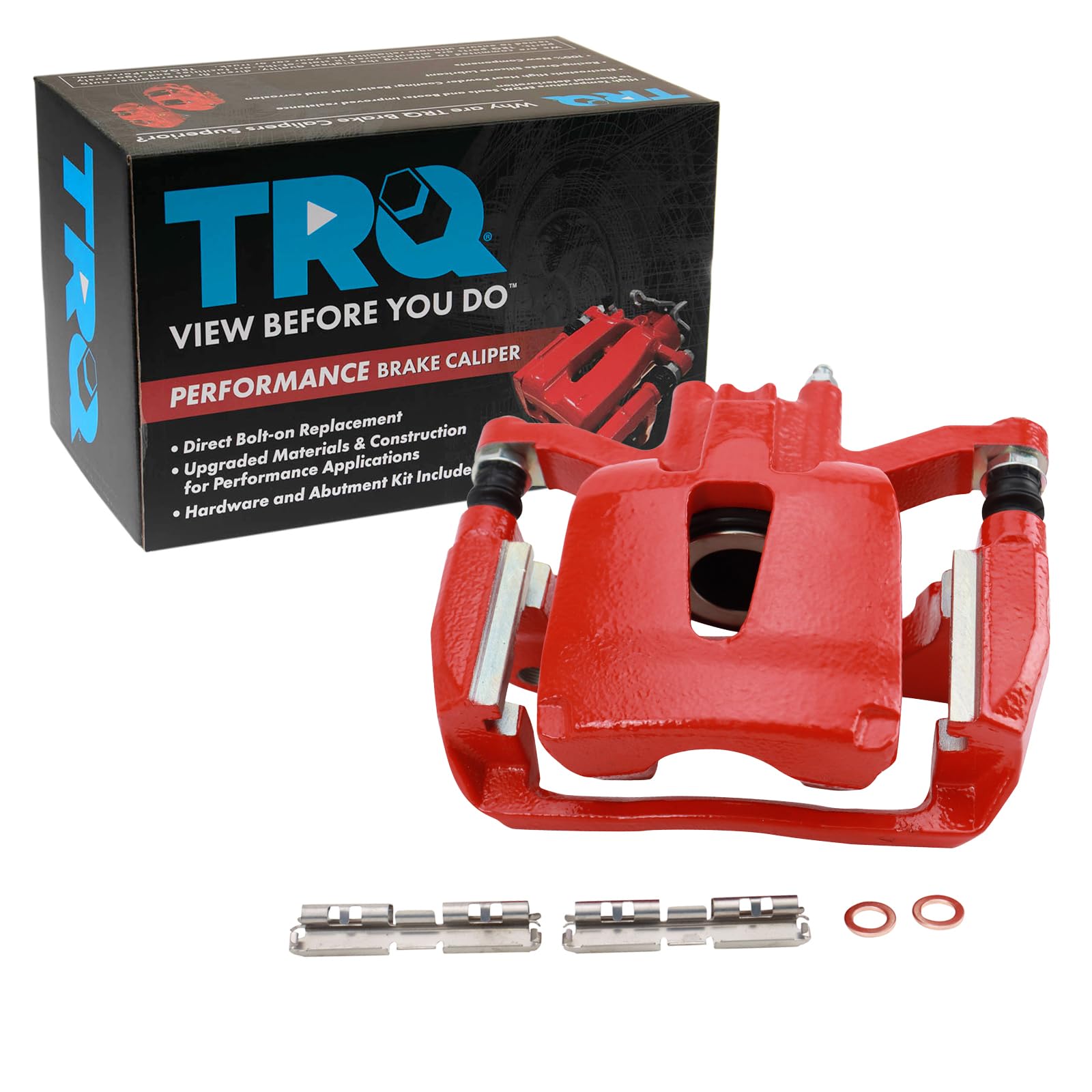 TRQ Rear Right Brake Caliper w/Bracket Performance Red Passenger Side
