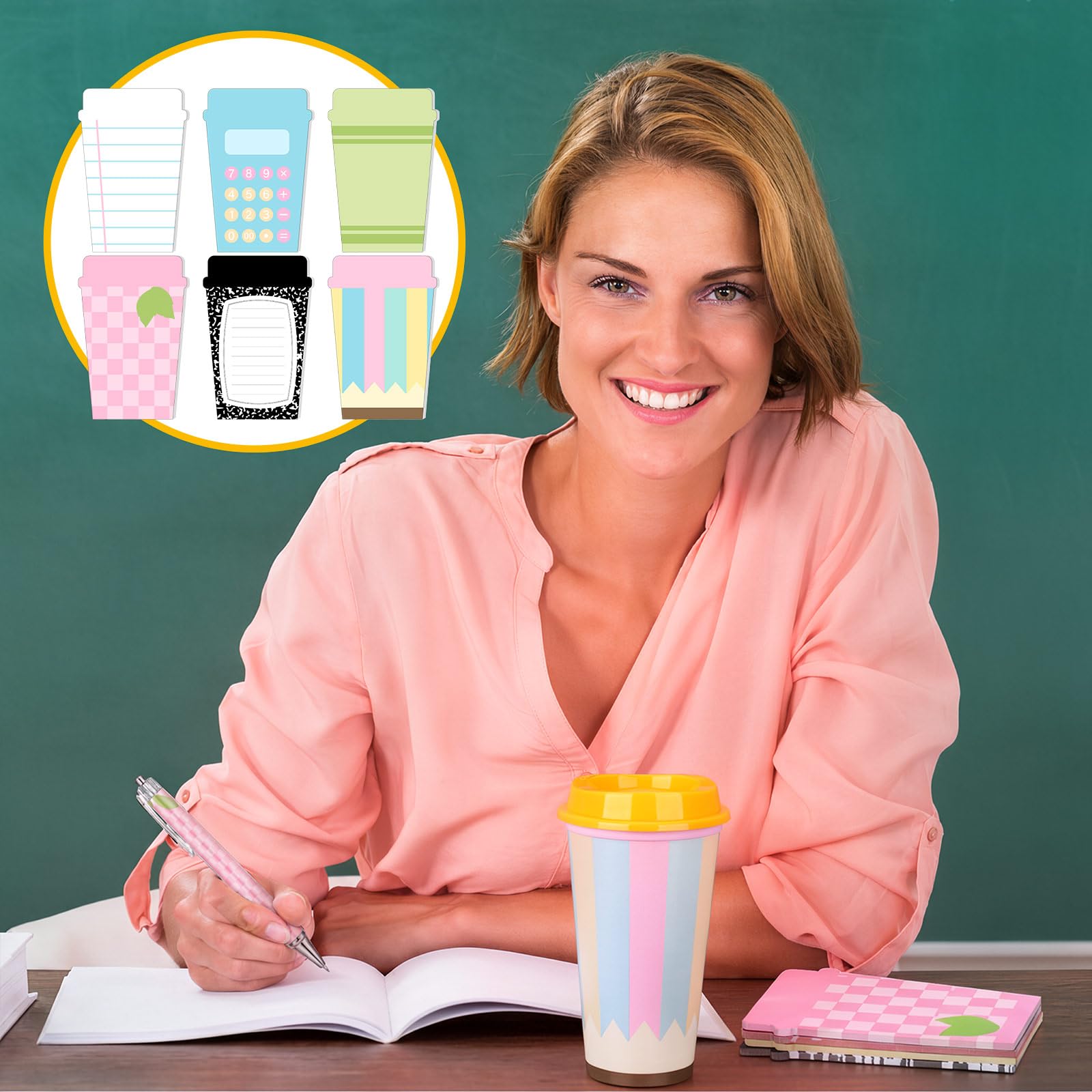 Honeydak Set di 12 bicchieri per il ritorno a scuola, regalo per insegnanti, idea regalo per insegnanti, composizione, penne a sfera per mentore, docenti, educatori (473,6 g, carino)