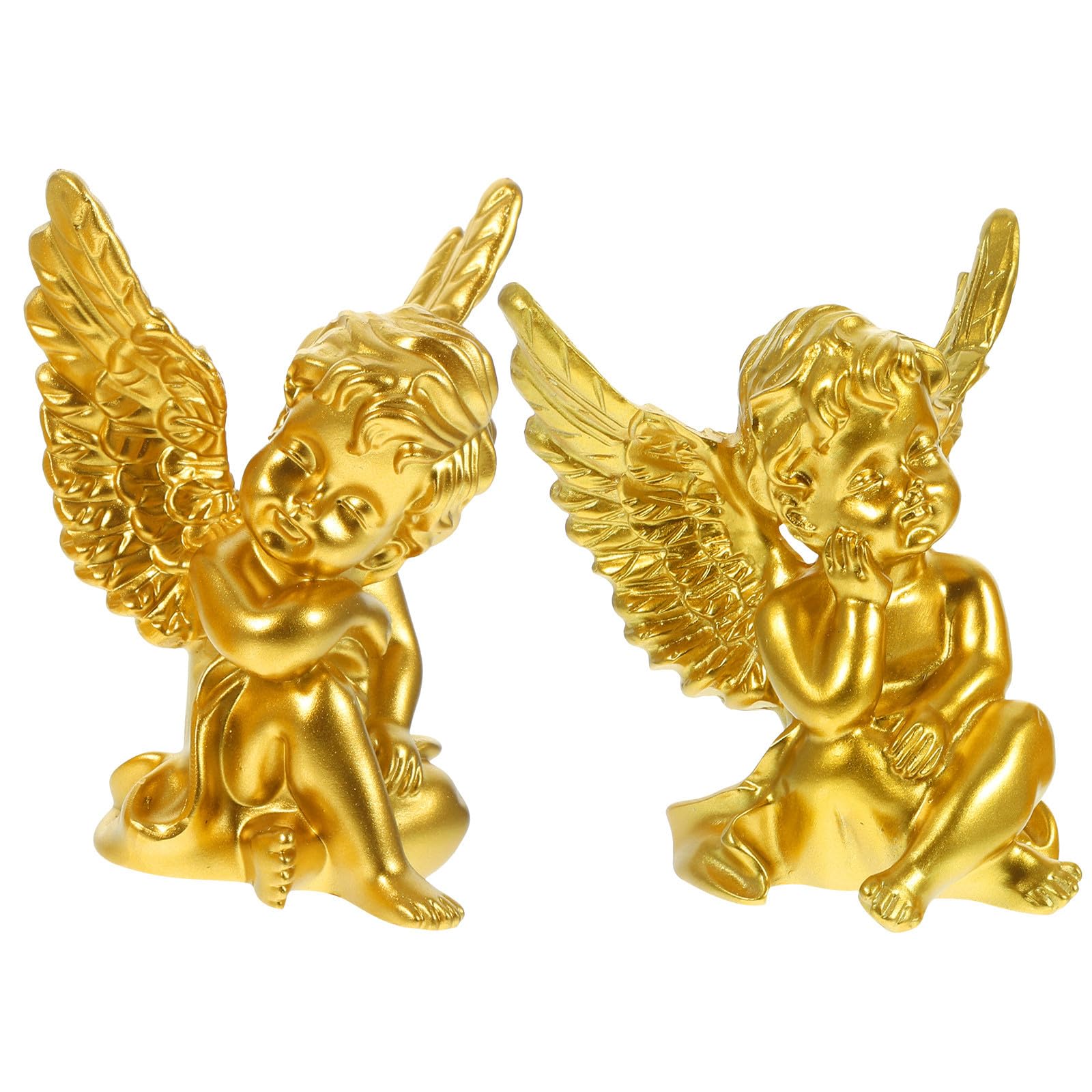 Toyvian 4 Piezas Figurita de Ángel de Resina Dorada para Estante y Gabinete