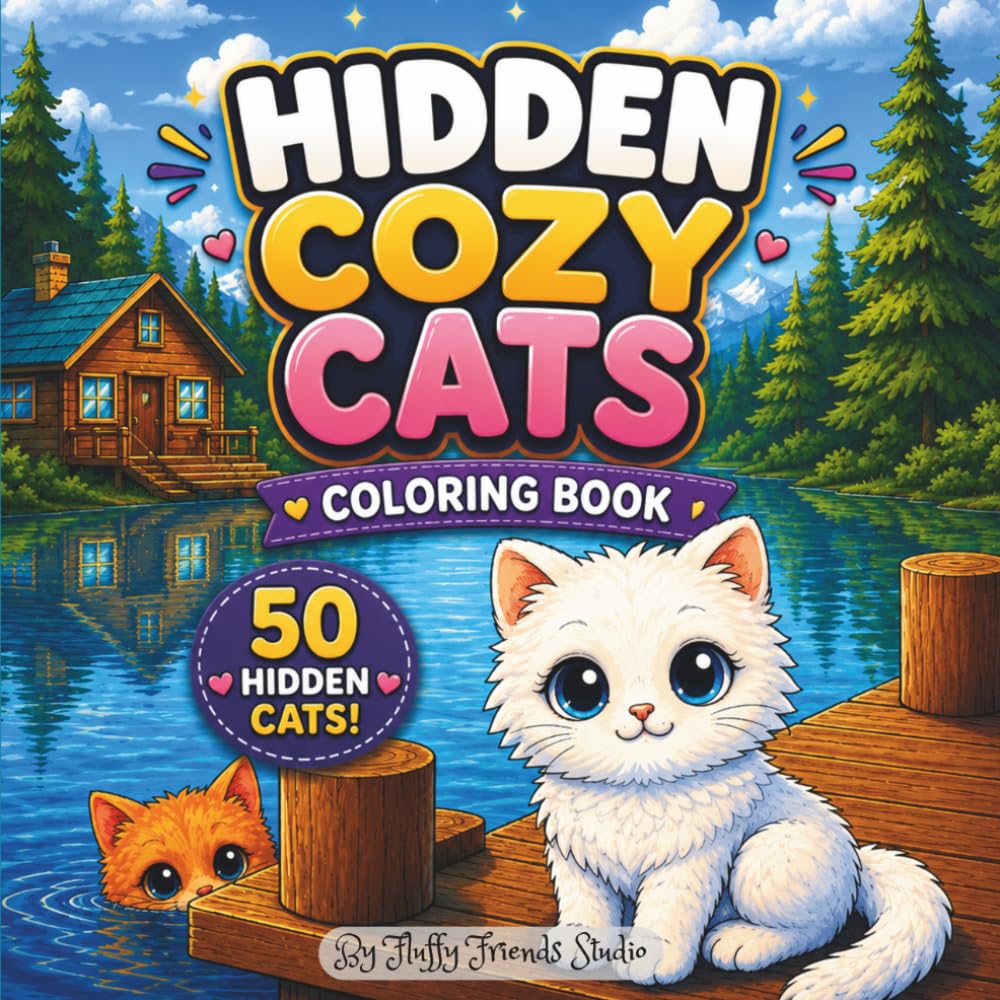 Hidden Cozy Cats: Simple & Cute Hidden Cats Coloring Book