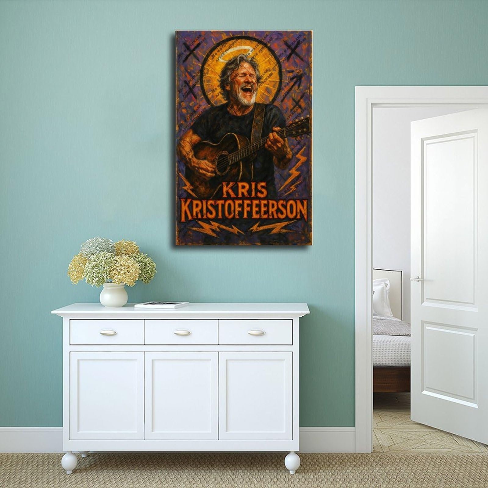 ZYGNBHL Poster della serie "Heaven Needs Country Music", cantante Kris_Kristofferson, decorazione per la casa, idea regalo, 60 x 90 cm
