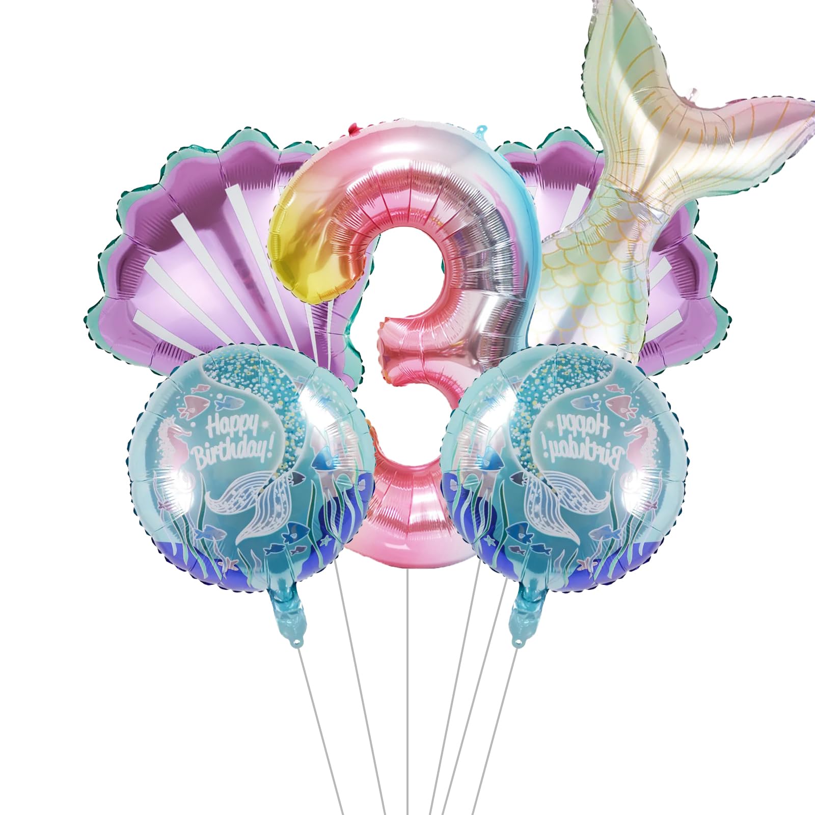 Mermaid Birthday Decoration Mermaid Foil Large Number Balloons for Girls Under The Sea Mermaid Theme Baby Shower Birthday Favors?40inch Number balloon 3?
