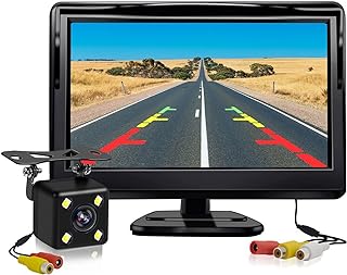 Kairiyard Backup Camera, Car Rear View Reverse Camera with 5in Monitor HD Night Vision 170° Wide View Angel Vehicle Back up Camera Systems IP69 Waterproof for Car Truck