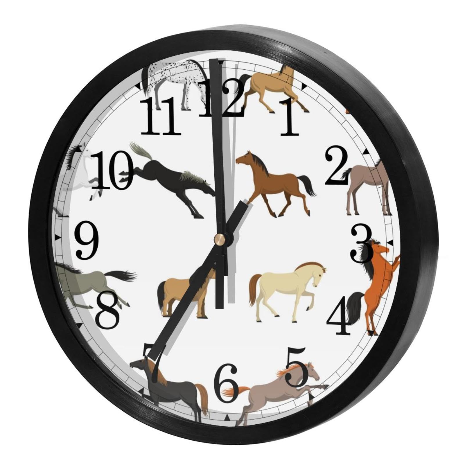 Horloge murale silencieuse chevaux au galop sans tic-tac pour salon