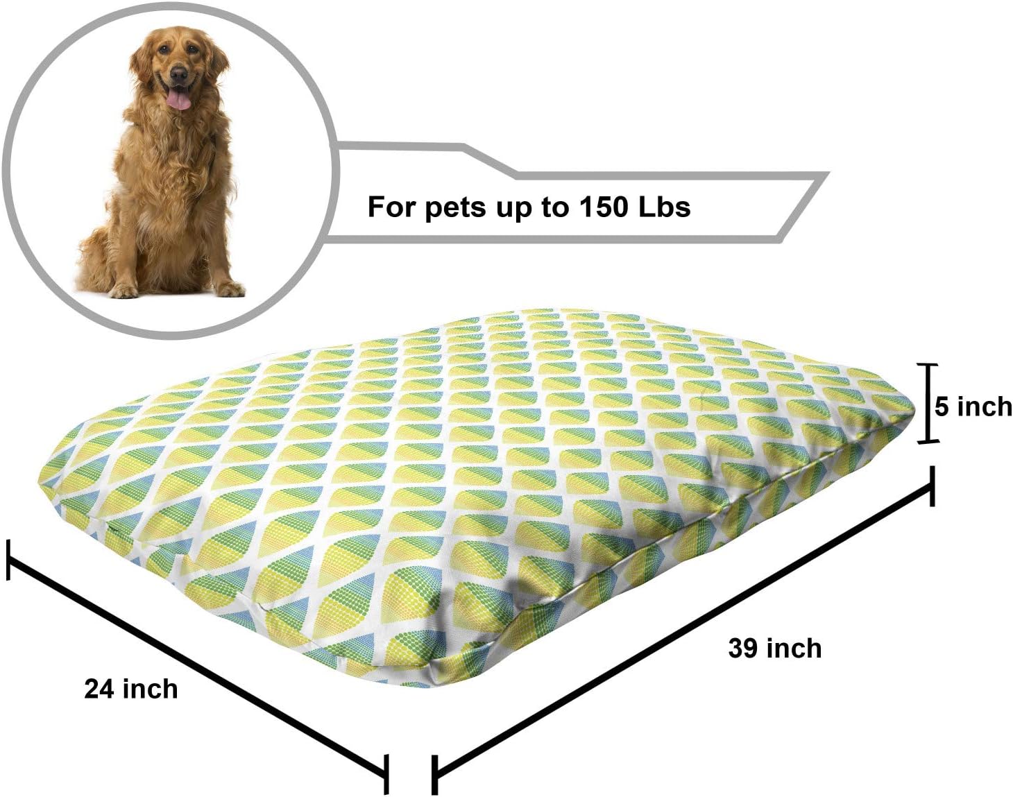 review Ambesonne Abstract Pet Bed, Continuous Demonstration of Dotted Forms Fruit Like Looking Elements, Chew Resistant Pad for Dogs and Cats Cushion with Removable Cover, 24