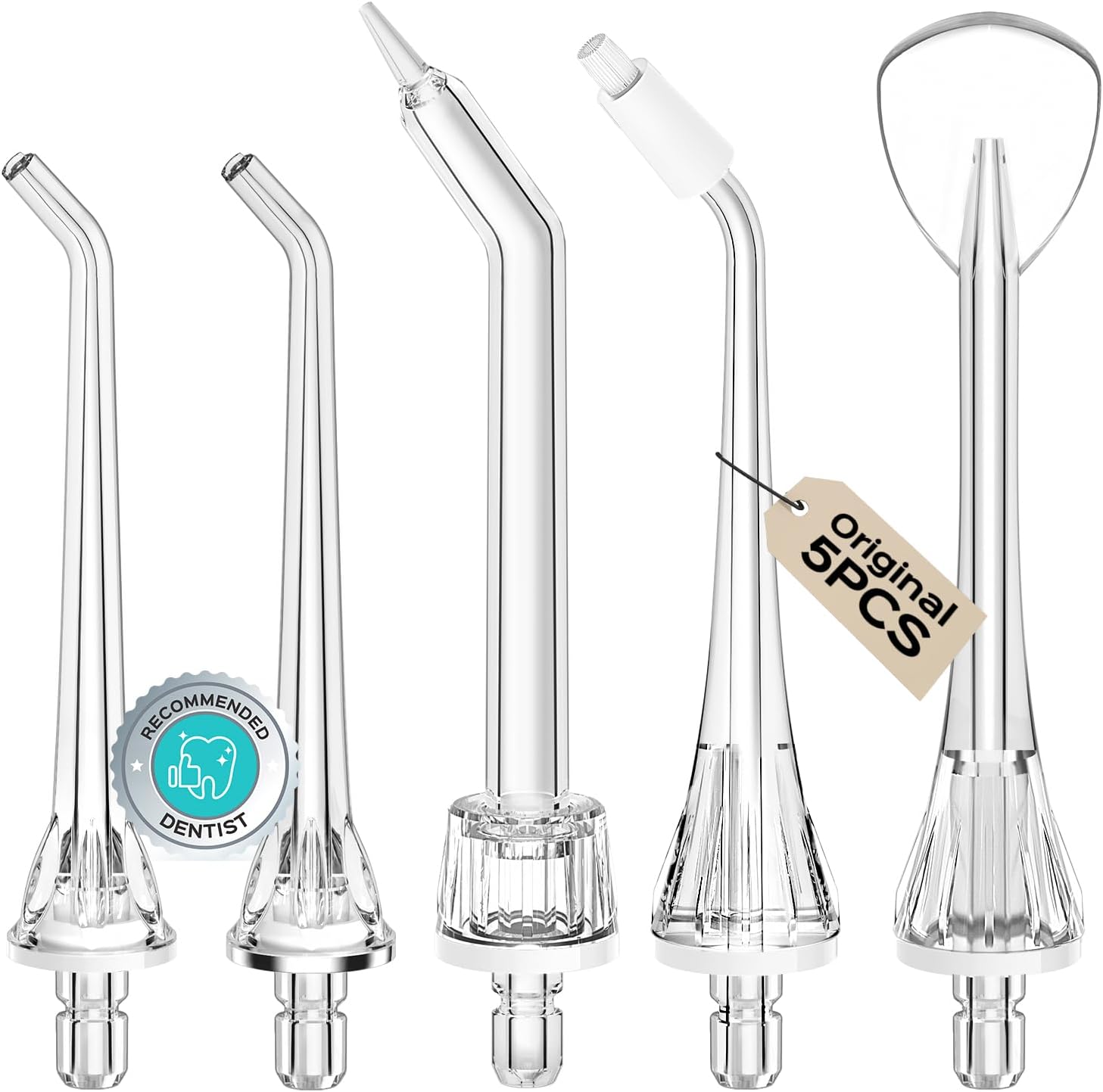 COSLUS Original Water Flosser Replacement Tips: Replacement Heads Compatible with COSLUS, Aquasonic, Nicwell, Oralfree, WELLFINE, Hangsun, Tovendor Water Dental Pick, Flosser Accessory, 5 Mix Jet Tips