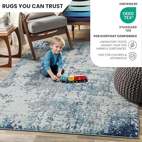 Vista 31 de Artistic Weavers Arti - Alfombra abstracta moderna de 5 pies, 3 pulgadas, Redonda, Aguamarina/coral Agua / coral