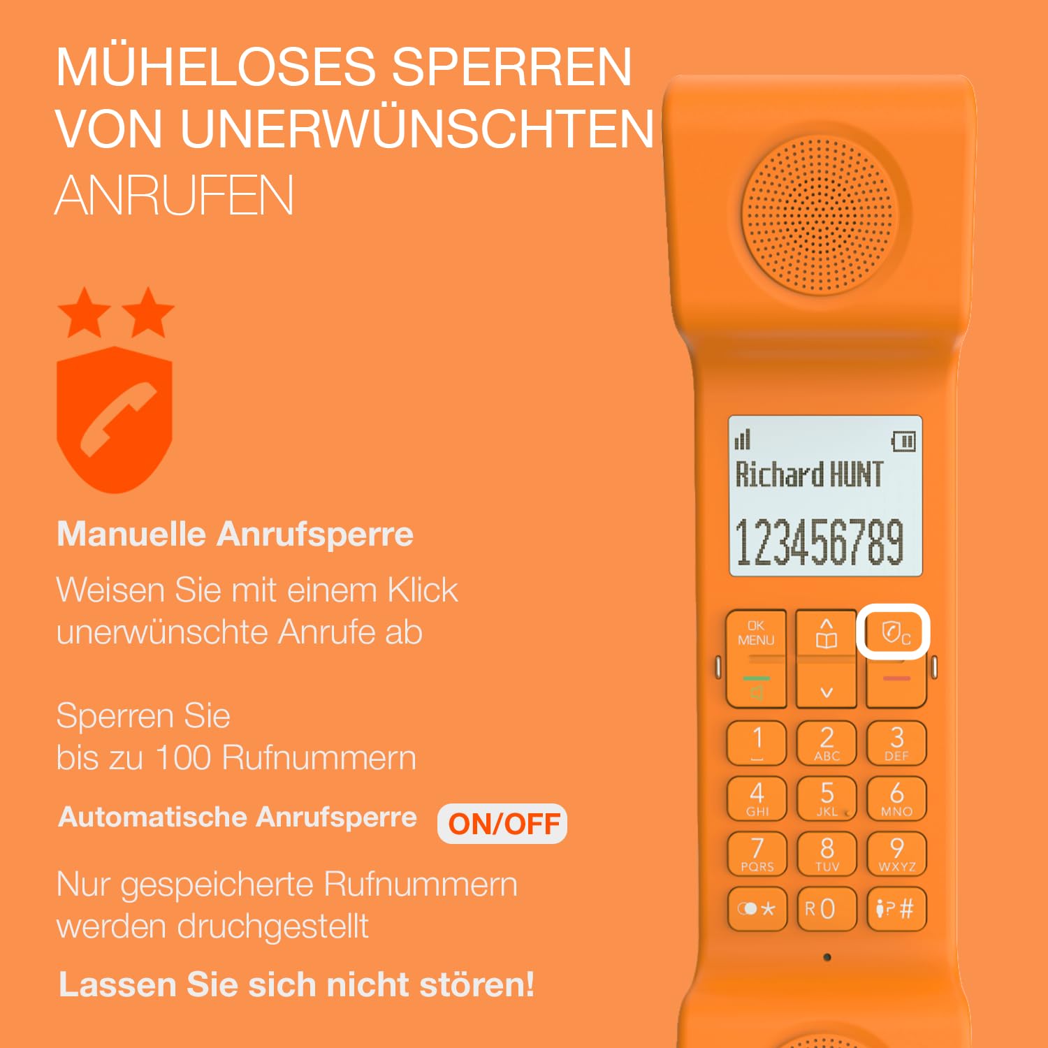 ALCATEL ePure Iconic - Schnurloses Festnetztelefon DECT - Vintage-Design - Großes, hochauflösendes Grafikdisplay - Freisprechfunktion - Anrufblockierungsfunktion - Orange