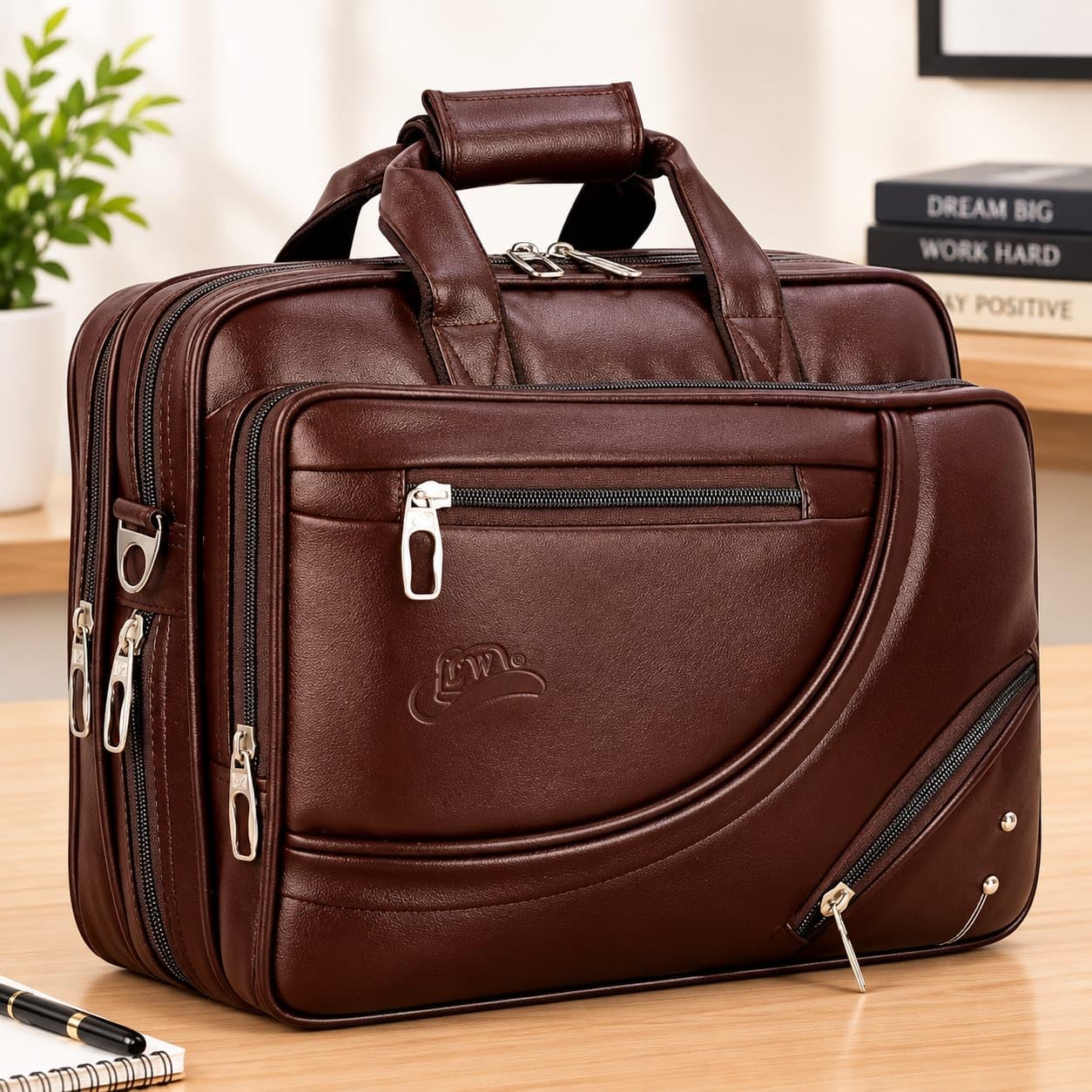 Leather World Vegan Leather 15.6 Inch Laptop Office Briefcase Messenger Bag Satchel for Men and Women, with Adjustable Strap and Expandable Bottom — Amazon image 4