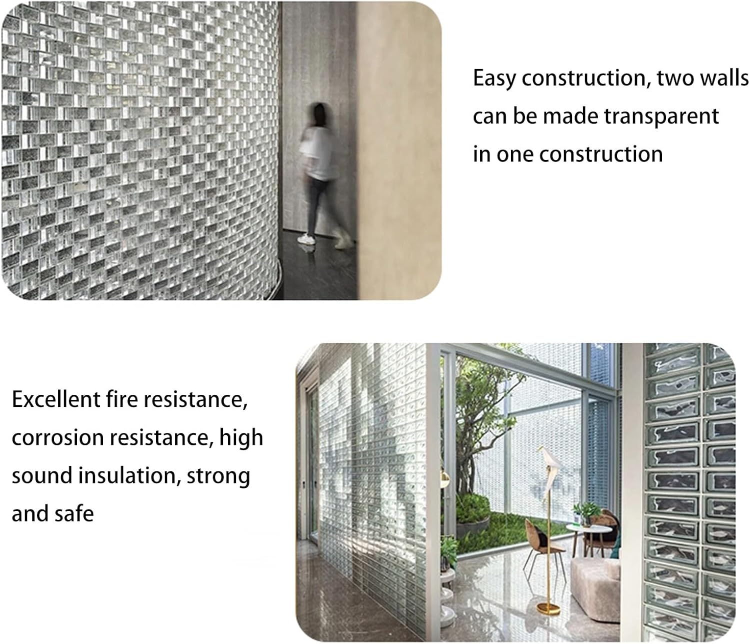 Glass Blocks, Transparent Solid Glass Bricks for Decorative Partition Walls, Room Dividers, Architectural Decoration for Bars and Hotels