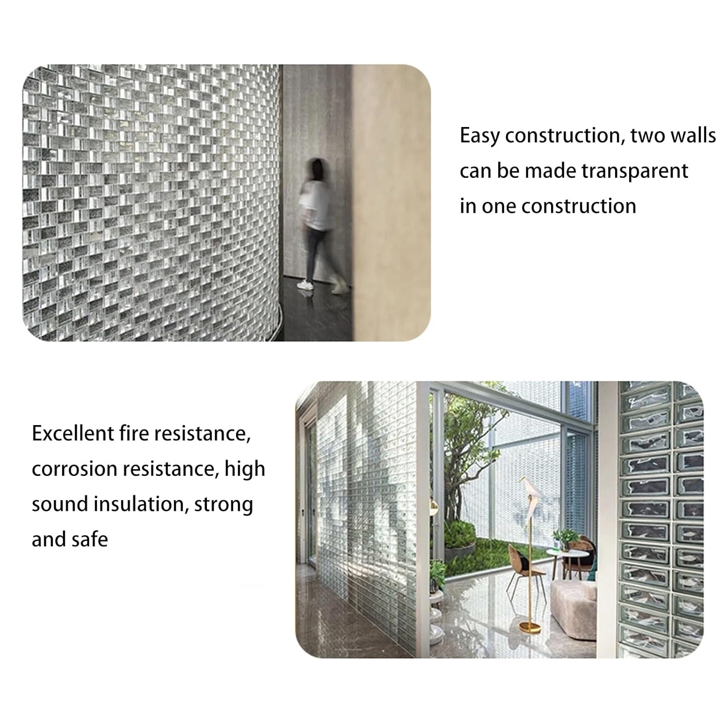 7.8 * 3.9 * 1.9in Glass Blocks，Transparent Solid Glass Bricks，Decorative Partition Wall，for Room Divider Partition，Architectural Decoration，bar，Hotel(H)