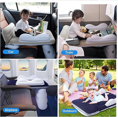Miniatura 7 de MiiDD Cama inflable de viaje para niños pequeños, cama de avión para niños, cama de viaje para niños, cama portátil para niños, cuna de viaje,