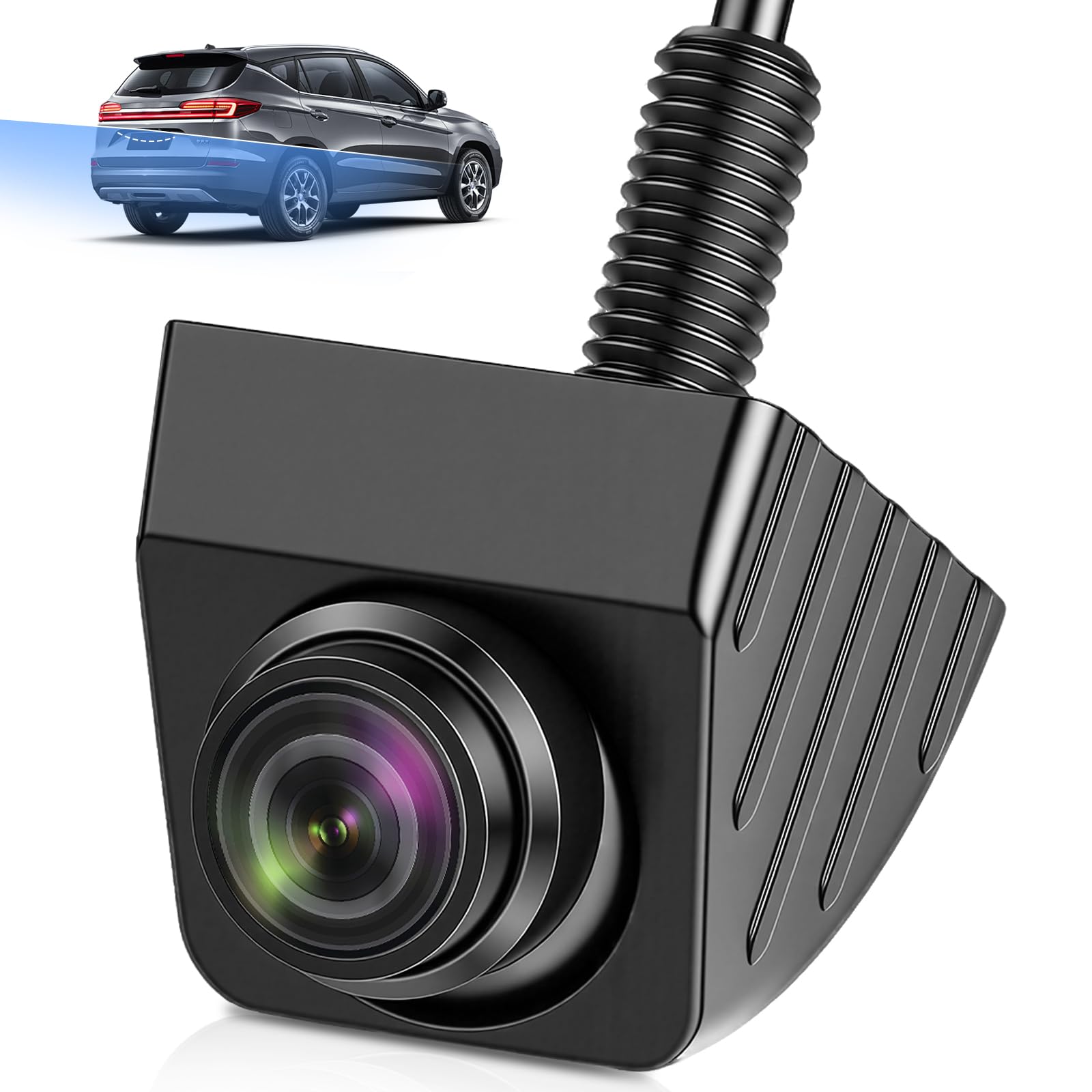 Jansite 180° Camara Marcha Atras Coche AHD 1080P Camara Trasera CVBS | Lente Giratoria de 360°, Metálica Estilo OEM para Instalación Oculta, Resistencia IP69, Súper Visión Nocturna General