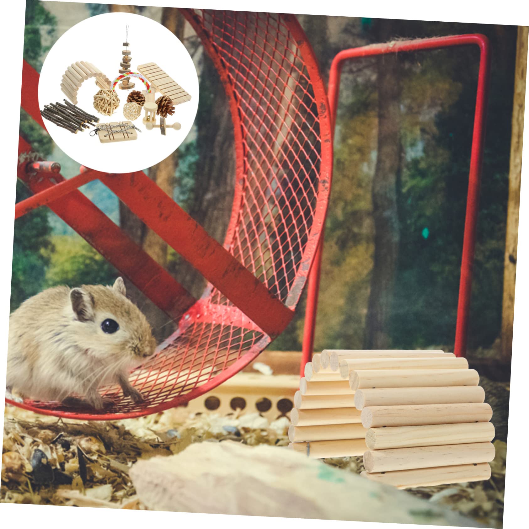 BESPORTBLE 1set Giocattolo Per Criceti Legno Set Di Giochi Masticabili Per Piccoli Animali Altalena e Dondolo Per Criceti e Conigli Giocattoli Naturali Per Masticare e Salute Fisicaconfezione