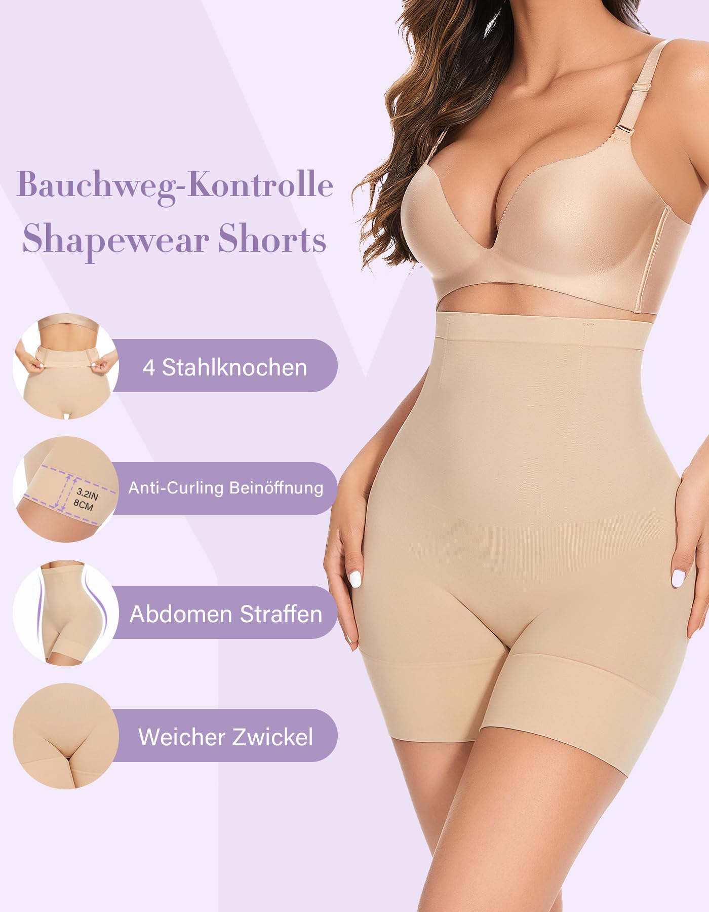 YADIFEN Gaine Amincissante pour Femme, Ventre Plat, Taille Haute, Culotte Amincissante Contrôle Abdominale Slip Amincissant avec Jambes, Forme Fortement les Cuisse et Hanches, beige, L