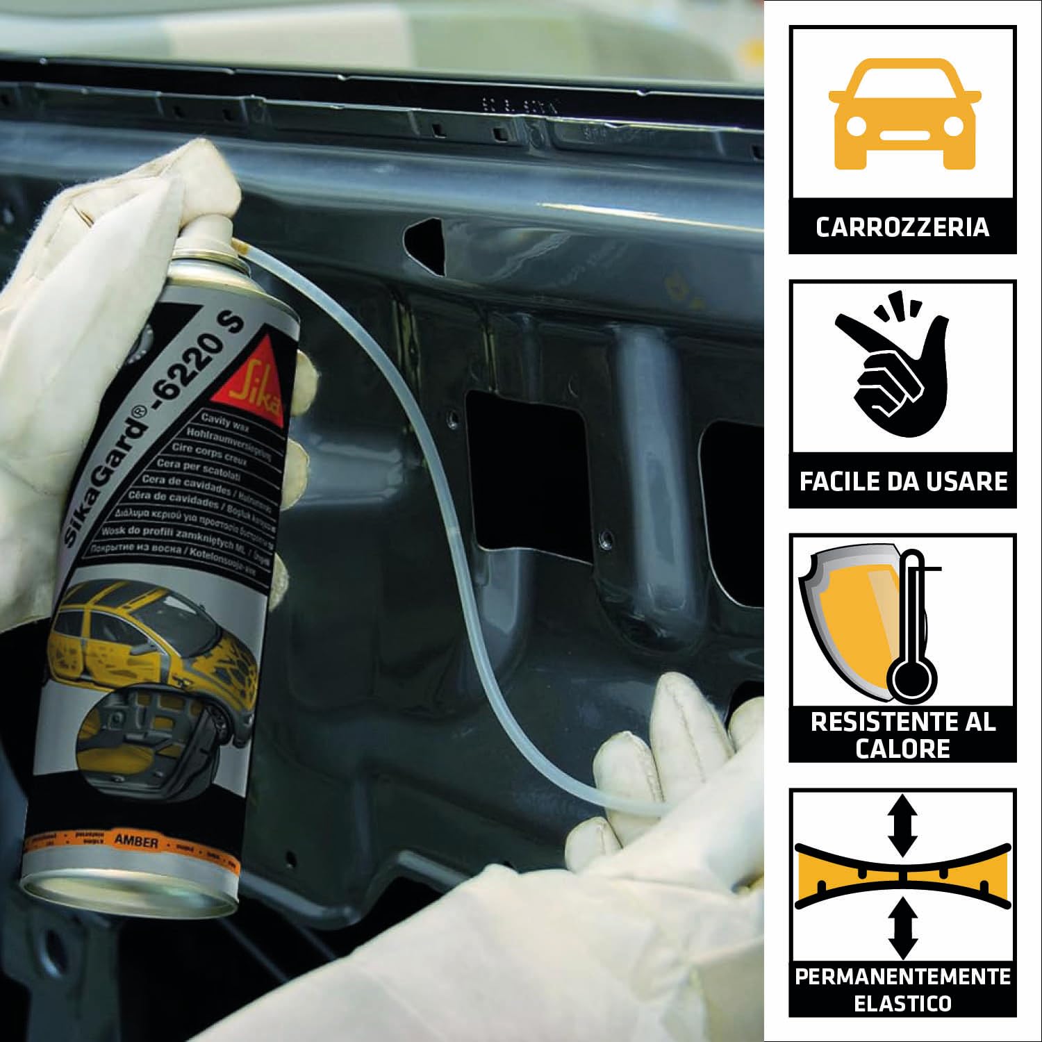 SIKA - Cera spray antiruggine - Sikagard 6220 S, Ambra - Protezione per le cavità dell'auto - Penetra ovunque per una conservazione sicura e totale - 500ml