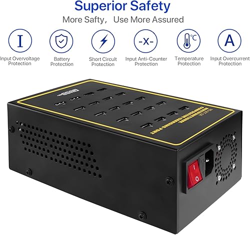 Miniatura 5 de USB Charging Station,Cinlinso 20 Port 200W40A Multiple USB Charger Station with Intelligent Protection for Smartphone Tablet School Shopping Hotel