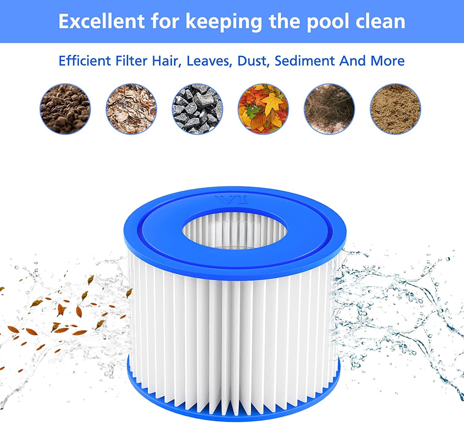 Wkład filtrujący do wanny z hydromasażem rozmiar VI kompatybilny z Lay-Z-Spa, Coleman SaluSpa 90352E 58323, 6-pak