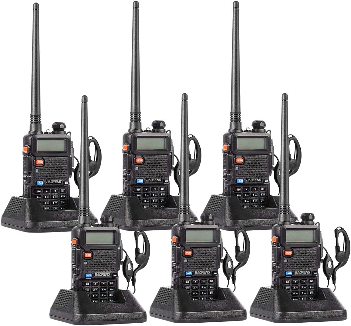 6 Pack Nicama Baofeng UV-5R Dual Band Two Way Radio, 144-148/420-450Mhz Walkie Talkie with 1800mAh Li-ion Battery