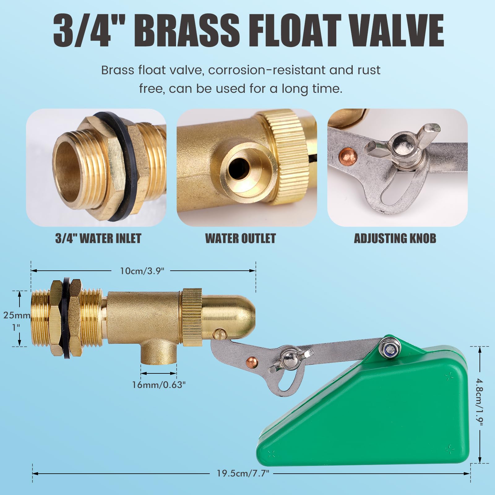 Valvola a galleggiante in ottone da 3/4 di pollice Valvola a galleggiante per bestiame irrigazione pozzo rium Irrigat System Rium Rium Riempimento automatico per acqua efficiente ment