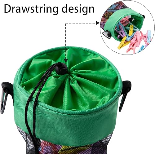 Miniatura 2 de AFUOWER Bolsa de malla para la ropa con ganchos para colgar ropa Pin bolsa con cordón para la ropa titular (verde)