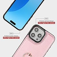 Vista 8 de Folosu Funda compatible con iPhone 16 Pro Max con soporte para tarjetas, rotación de 360°, soporte de anillo de dedo con función atril, bloqueo Oro