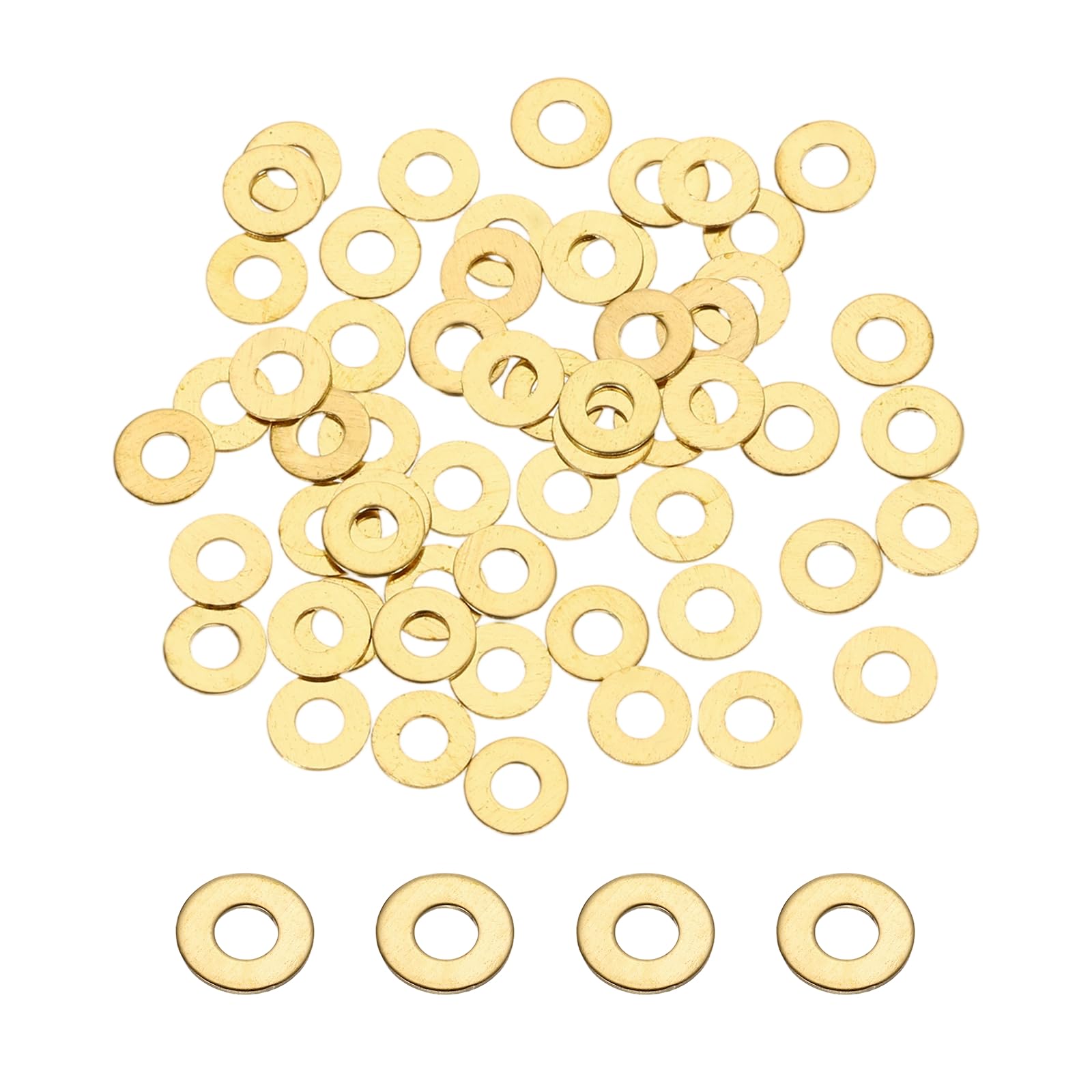 PATIKIL M2.5 Flat Washers, 220PCS 6mm OD 0.4mm Thick Brass Ring Thin Flat Spacers Metal Sealing Gasket Ring for Screw Bolt Faucets Hose
