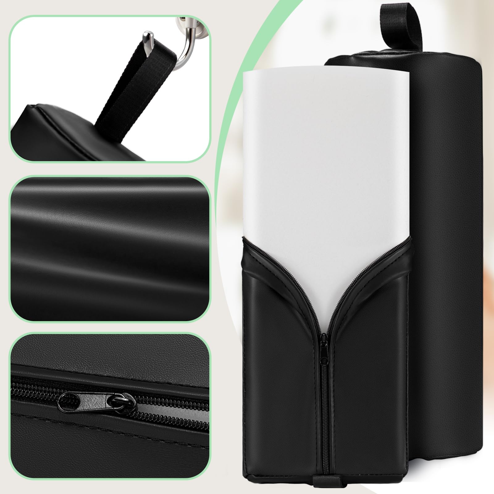 Noverlife Halbrundes Massagetisch-Kissen mit Tragegriff, 35,6 x 15,2 x 7,6 cm, PU-Leder, halbrunde Nackenrolle für Unterbeine, Nacken- und Rückenschmerzen, Halbmond-Kniestütze für Massageliege