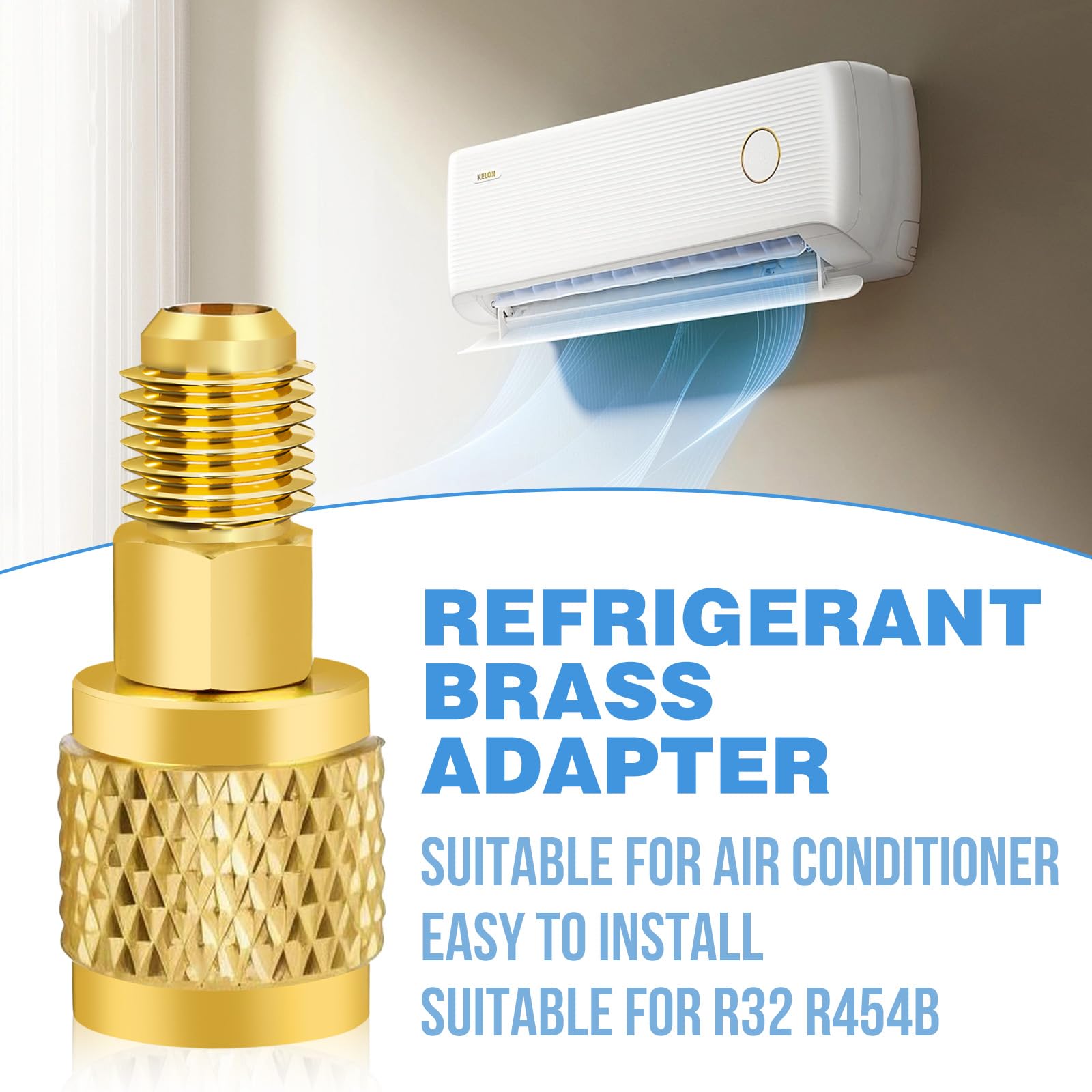 Adattatore in ottone per refrigerante R32 R454B 1/4 pollice femmina a maschio connettore per sistemi split