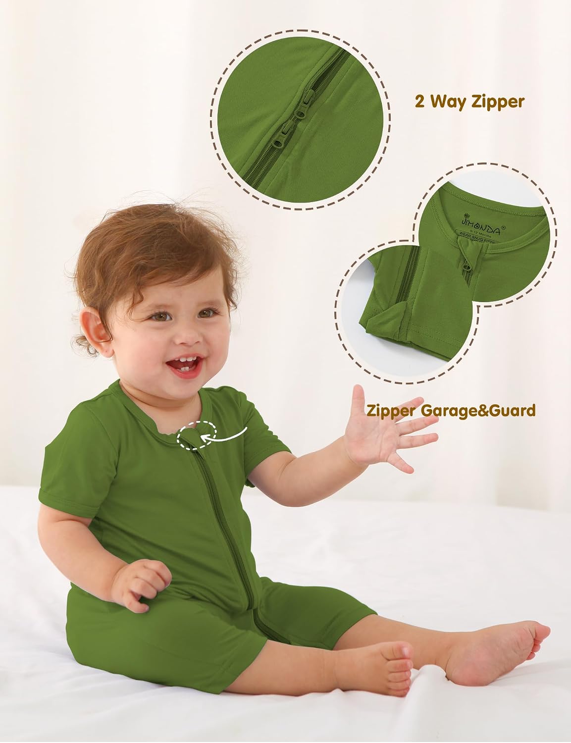 Jimonda Baby Boy Romper 3 Pack Baby Girl Short Sleeve Pajamas 2 Way Zipper Summer Newborn Clothes Unisex Summer Outfits