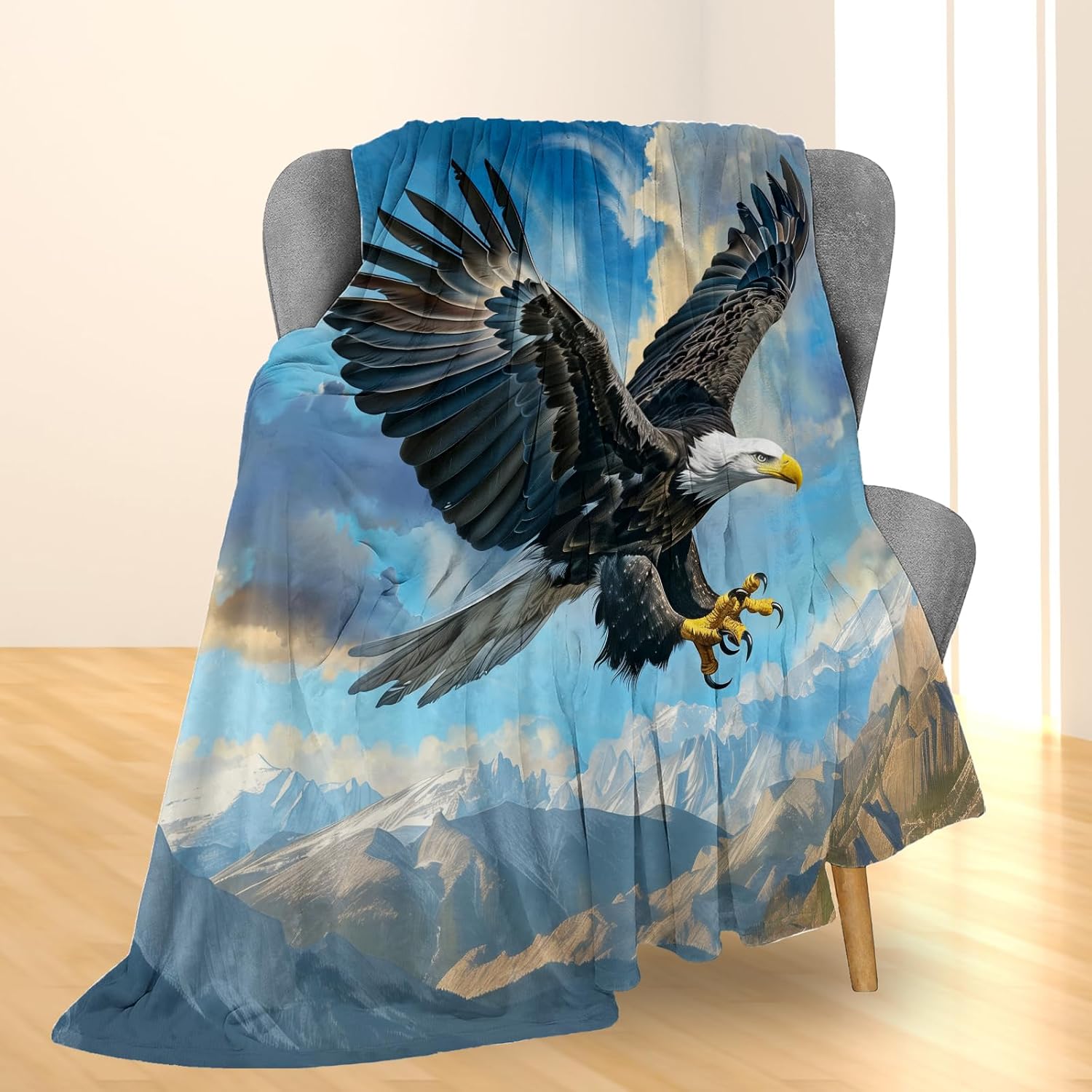 Stunning Eagle Blanket | Soft Warm Fuzzy Lightweight Flannel Throw Blanket for Couch, Bed, Decor, Travel & Outdoor Use, Cozy Blankets for Adults Women Men 60×50 in