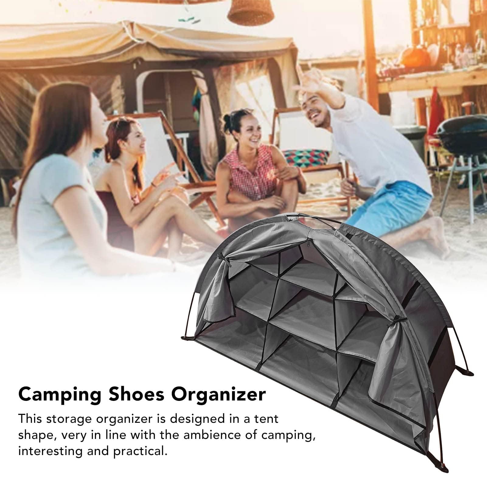 HERCHR Camping Storage Tent Organizer Packing Organizer Cabinet Tent with 9-Shelfs Storage and Zippered Flap for Luggage Clothes Shoes Carry on Closet Outdoor Travel Hiking Accessories(Grey) : Sports & Outdoors