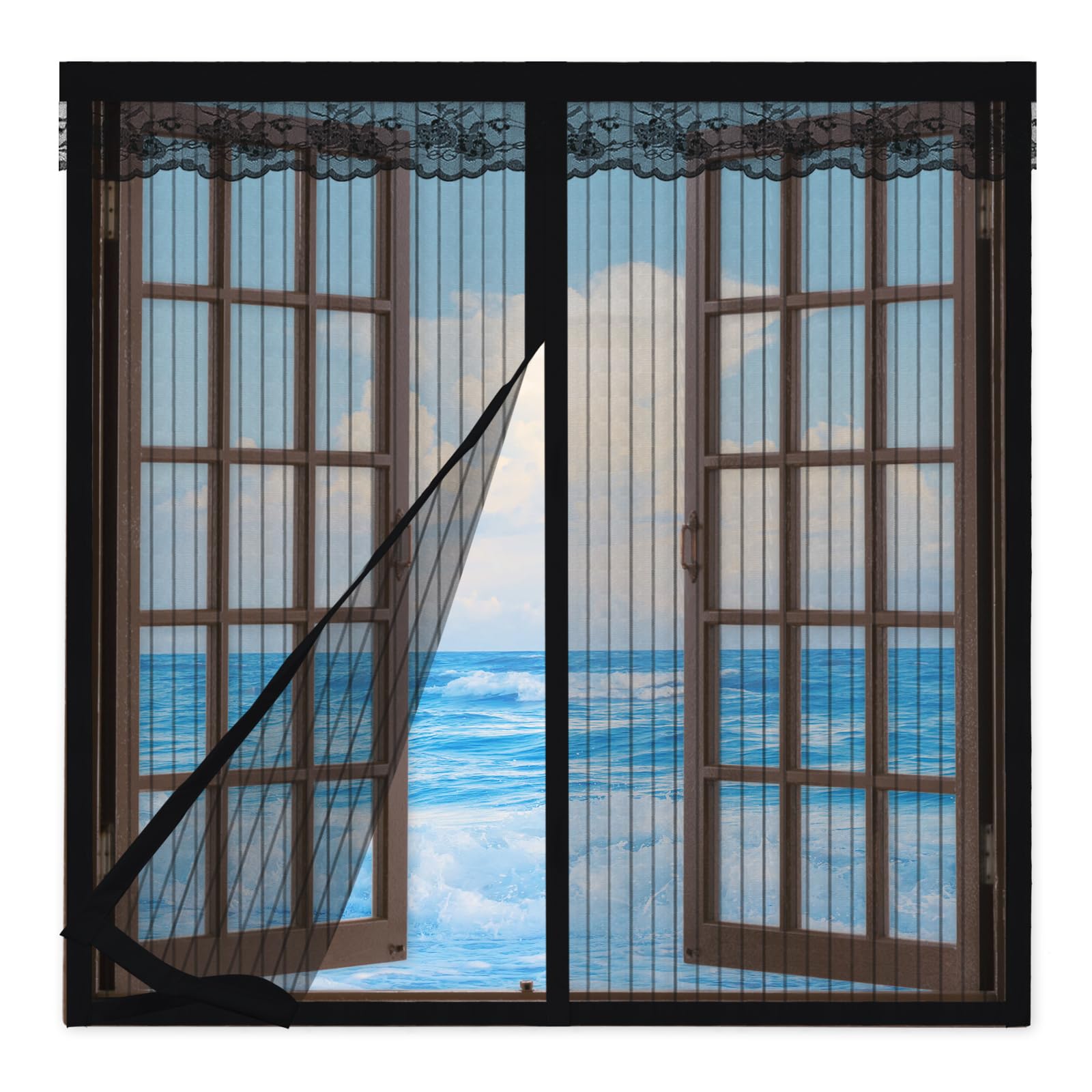 Magnetic Fly Screen for Windows 140x230cm,Fly Screen for Windows, Magnetic Window Screen Insect Mesh,Fly Mosquito Net for Windows to Keep Bugs Out, No Drilling,Black