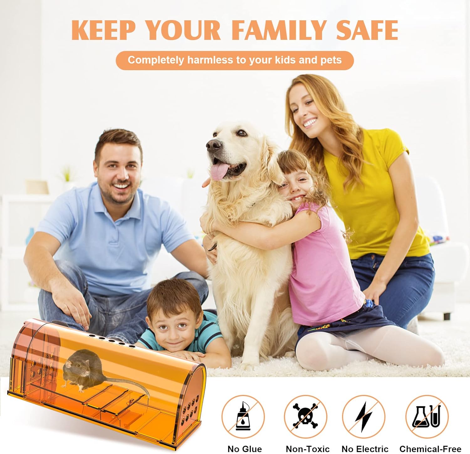 6 Pack Live Mouse Traps No Kill, Humane Mouse Traps Indoor for Home, Reusable Mice Trap Catcher for House & Outdoors