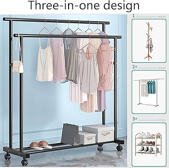 Carico 136kg Appendiabiti Mobile Con Ruote Camabel - Portabiti Regolabile Fino A 189cm Max 136kg Appendiabiti Per Negozio