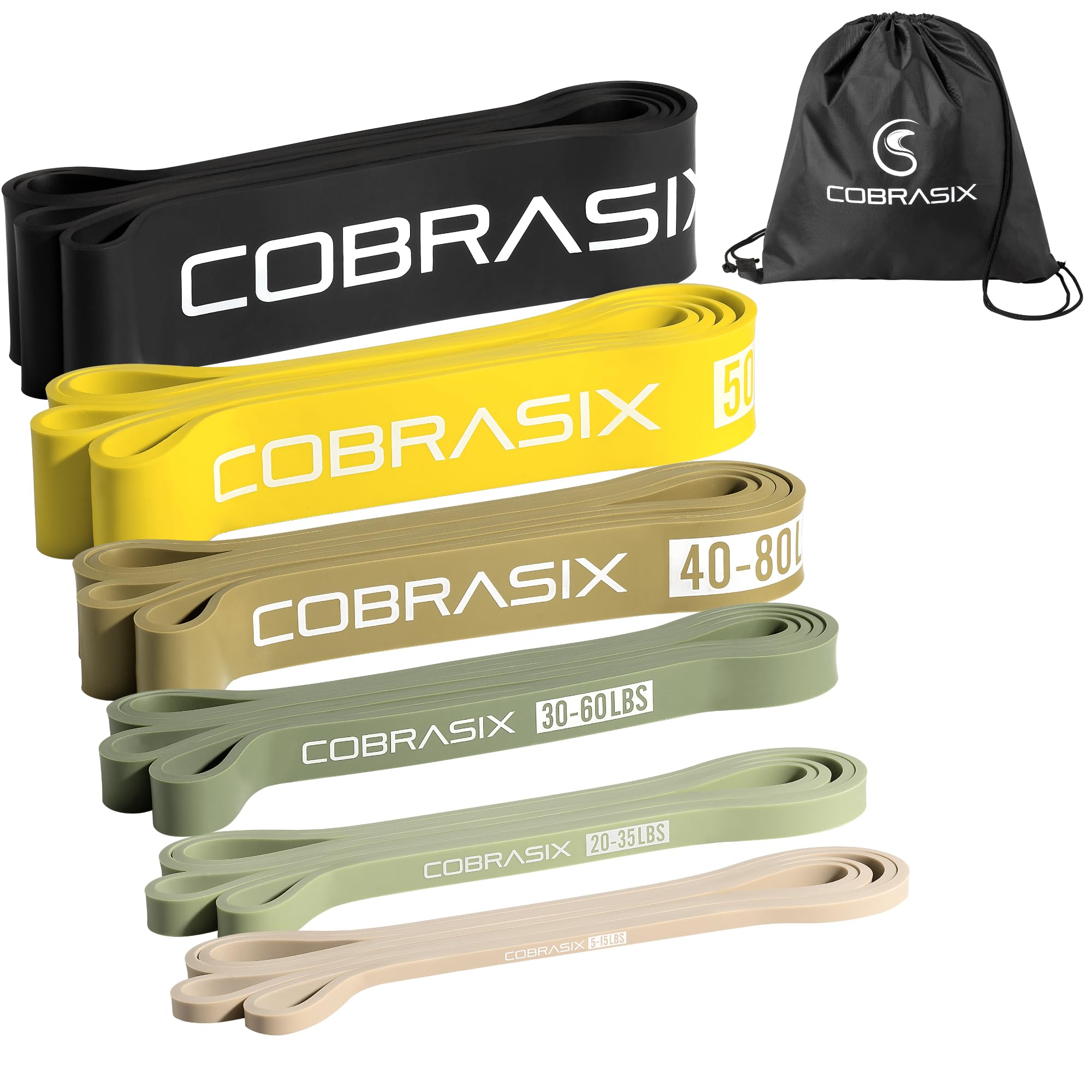 COBRASIX Resistance Bands | Long Resistance Bands for Working Out | Pull-Up Bands for Strength Training, Physical Therapy, Stretching, WOD | Exercise