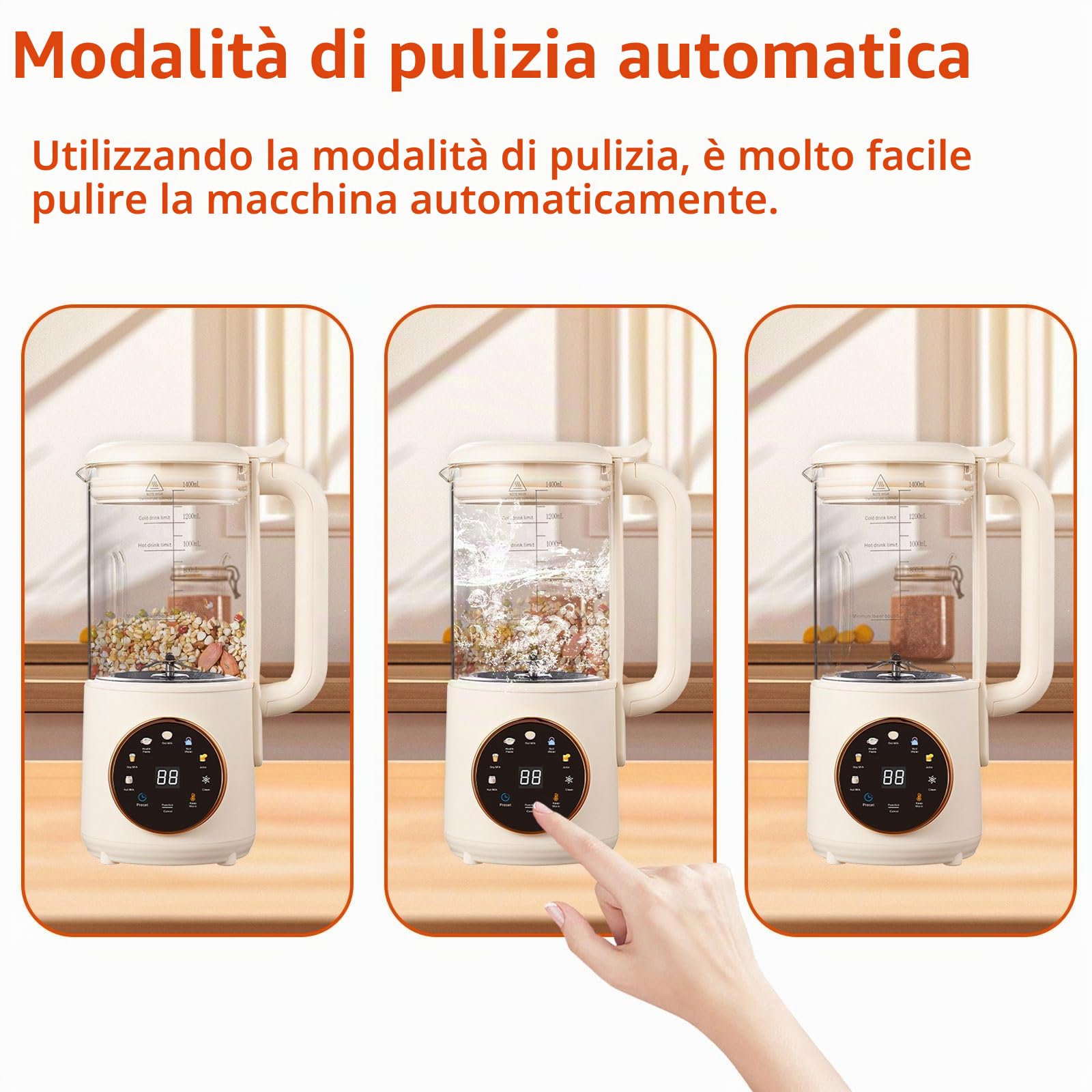 Milky - Macchina per latte di soia 8 in 1, 1400 ml, autopulente, per latte di soia