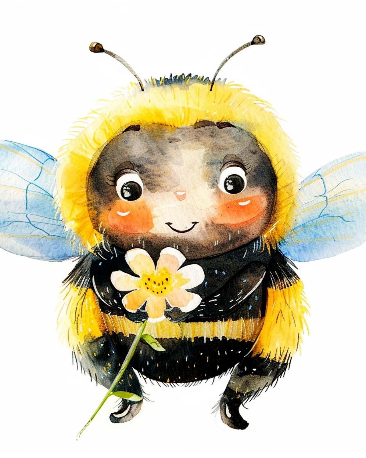 Liubaishi Black And Yellow Paint By Numbers For Adults, Bumble Bee Holding Flower, 40X50 Cm Acrylic Canvas Kit