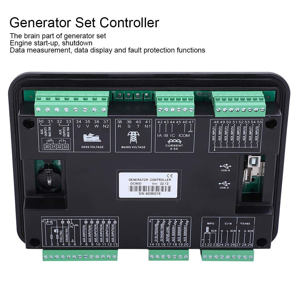 Contrôleur de Groupe électrogène Module de Commande de Groupe électrogène DC90D Série MKII AC80 à 360 V 500 à 4 500 Tr/min avec Protection d'affichage de Mesure de Puissance pour les