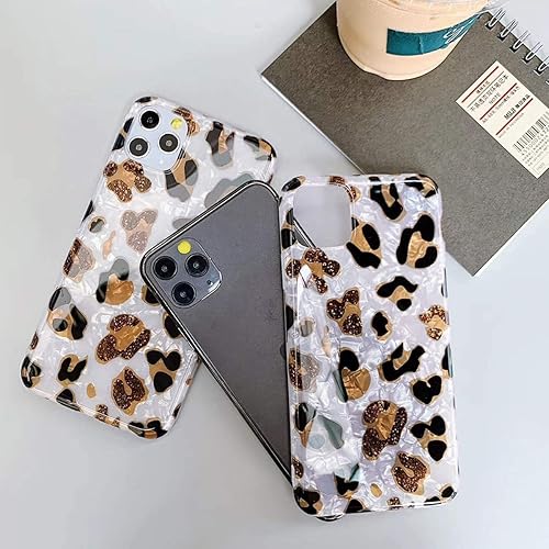 Miniatura 4 de J.west Funda compatible con iPhone 13 Pro Max de 6.7 pulgadas, con purpurina dorada y estampado de leopardo, diseño de guepardo, translúcido,