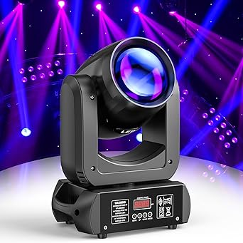 U`King 150W Beam Moving Head Lights18-Facet Prism Strobe/Beam/Spotlight/Wash Stage Lighting 8 Gobos and 8 Colors Spotlight with DMX for Wedding,Parties,Bar,Live Show