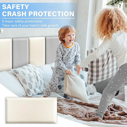 Miniatura 4 de Hanaive 6 cabeceros tapizados en 3D anticolisiones de 23.6 x 11.8 pulgadas, para camas Queen y King, tapizados anticolisión, para dormitorio de