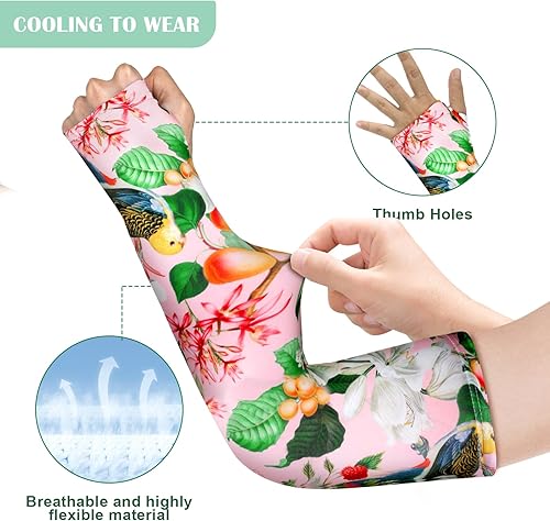 Miniatura 60 de 4 Pairs Gardening Sleeves Anti-Slip Arm Protection with Thumb Hole Sun Sleeve Cooling Arm Sleeves for Women Men Outdoor